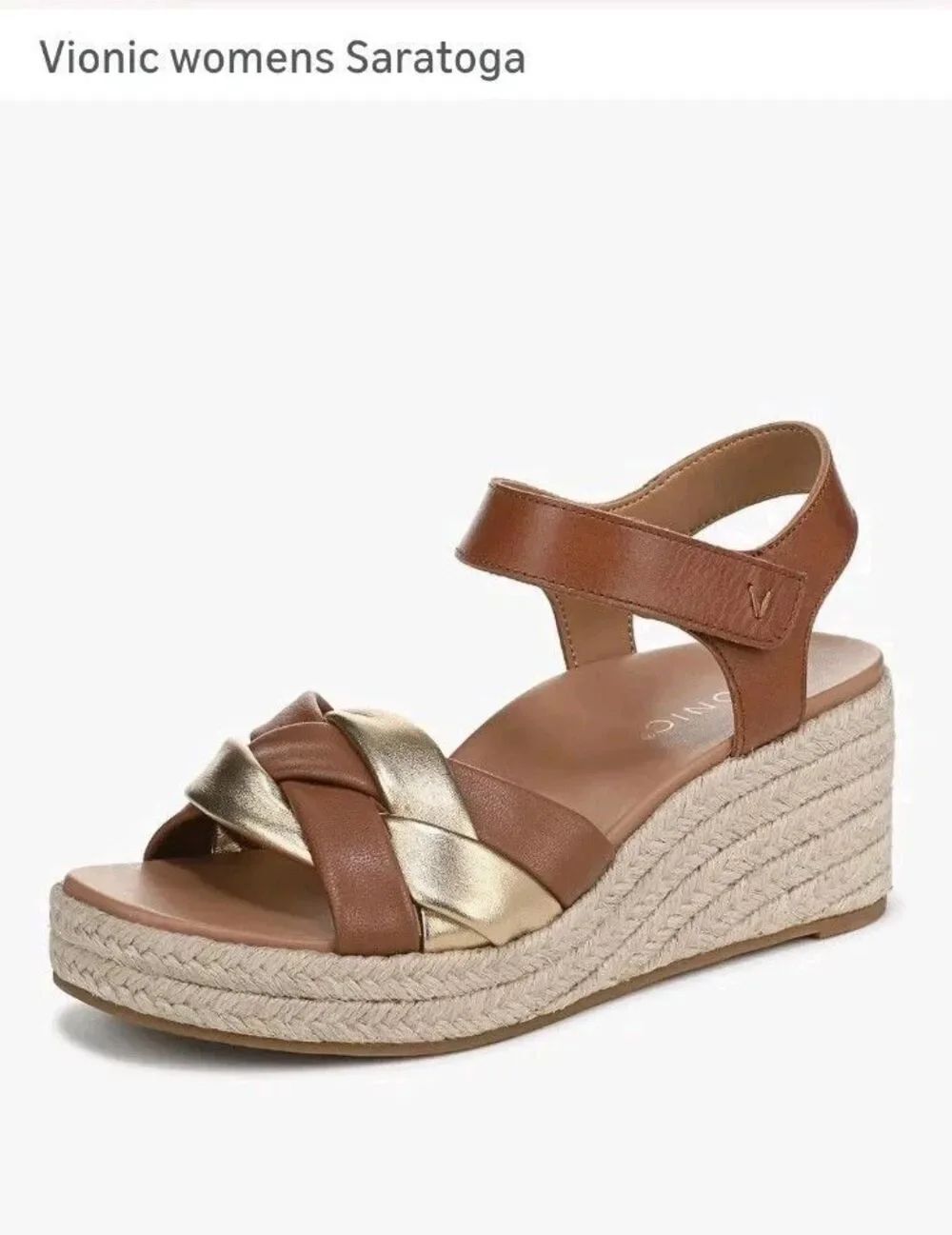 Vionic Women's Saratoga Espadrille Wedge Sandal Size 9.5